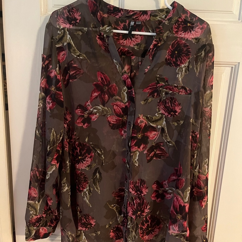 Kut from the Kloth Floral Blouse - Red and Gray